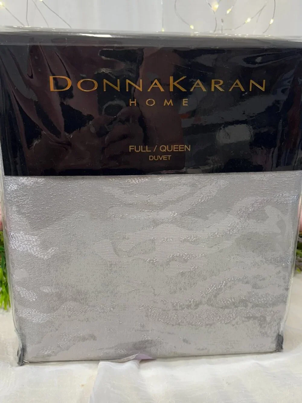 Donna Karan Home Luna Duvet Cover Full Queen Jacquard Silver Platinum New